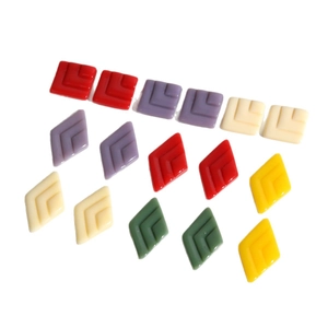 Colorful geometric resin accessories in square and diamond shapes for DIY jewelry making