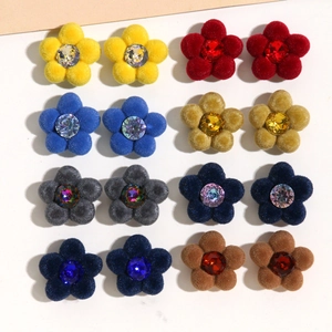 Beflockte Strass Blume DIY Schmuck Zubehör Für Ohrringe Handyhülle Dekoration Herbst Winter Bastelbedarf