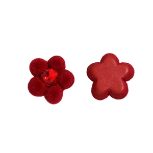 Süße rote beflockte Blumendekoration mit Strasssteinen für DIY-Schmuck und Bastelarbeiten
