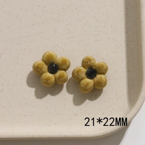 Λεπτομέρεια από κίτρινα λουλούδια 21*22mm με γκρι ζιργκόν για αξεσουάρ χειροτεχνίας DIY