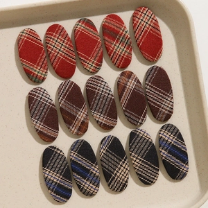Lot de 15 barrettes ovales en tissu à carreaux minimalistes aux motifs classiques