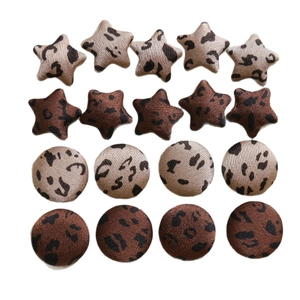 Retro leopard print fabric star and round buttons for DIY headwear and accessories