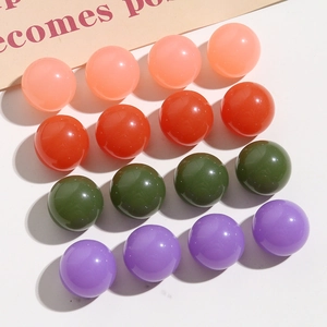Polished resin round colorful beads for DIY hairpins and jewelry making accessories