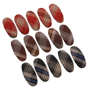 Lot de 14 barrettes à cheveux ovales en tissu à carreaux rouges, marrons et noirs vintage
