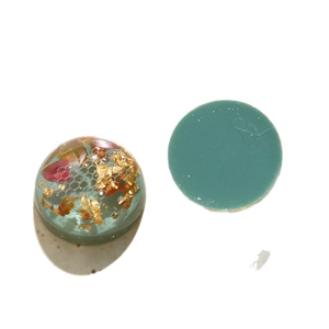 Patchs en résine rétro française avec feuille d'or et fleurs séchées pour bijoux DIY