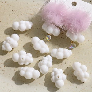 White cloud-shaped 3D acrylic charms for DIY earrings featuring smooth resin finish