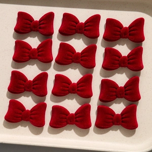 Set of 12 burgundy velvet bow tie accessories for DIY hair clips and headwear