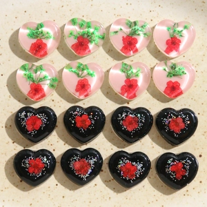Accessoires en Résine en Forme de Cœur Avec Fleurs Séchées Paillettes Pour Création de Bijoux DIY Décoration de Pince