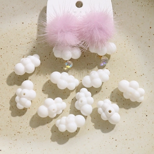 DIY Kawaii Cloud Shape Acrylic Charms For Jewelry Making Sweet Princess Style White Bubble Beads Handmade Accessories