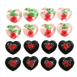 Lot de 16 breloques cœur en résine avec fleurs séchées et paillettes pour bijoux DIY