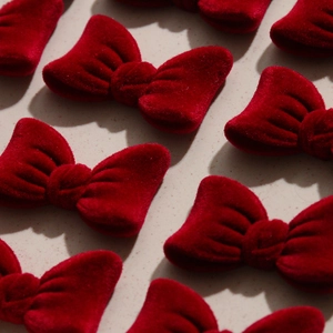 Elegant wine red velvet bow accessories for DIY hair clips with soft textured finish