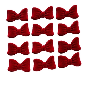 Set of 12 elegant red velvet bow hair clip accessories for DIY festive hair decoration