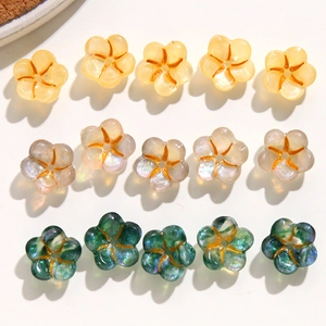 DIY colorful acrylic flower charms with glitter resin petals for jewelry making