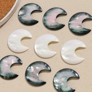 Moon shaped resin shell pendants with iridescent luster for DIY jewelry making accessories