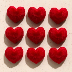 Set of nine red velvet heart-shaped charms for DIY jewelry making and earrings