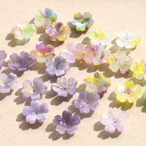 Pastel acrylic cherry blossom beads for DIY jewelry and nail art crafts in macaron colors