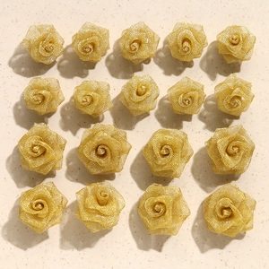 Golden woven wire rose flower studs elegant vintage floral jewelry accessories set