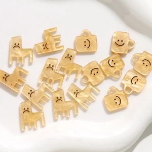 Acryl Smiley Gezicht Print Stoel Water Beker Charms Koreaanse Cartoon Amber Geel DIY Sieraden Accessoires Hangers Voor Oorbellen