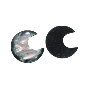 Moon-shaped resin jewelry charms with iridescent shell texture and navy blue glitter finish