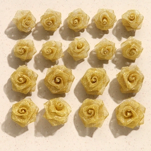 Elegant gold woven wire rose flower heads for DIY jewelry making and craft accessories