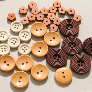 Surtido de botones de madera florales y redondos para joyería DIY y manualidades