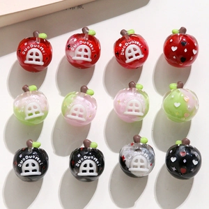 Mignon Résine Forme de Pomme Perles 3D Fruits Perles Vrac pour DIY Boucle d'Oreille Sac Pendentif Porte-clés Bijoux Accessoires