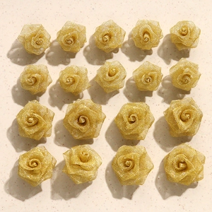 Vintage Copper Wire Woven Rose Camellia Flower DIY Jewelry Charms For Earrings Bracelet Making Elegant Gold Metal Flower Accessories