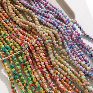 DIY jewelry beads with 8mm round ink splash and marble cracked pattern for necklaces