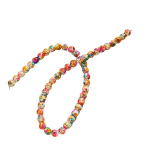 8mm vintage round ceramic beads with colorful marble splatter texture for jewelry making