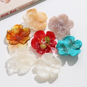 Fleurs en résine vintage pour accessoires cheveux DIY, couleurs ambre et pastel, style français