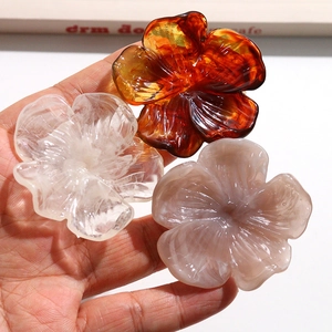 Détails de grandes fleurs en résine pour accessoires de cheveux en ambre et rose