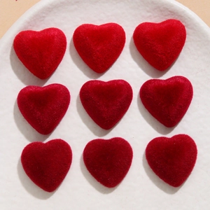 9pcs red velvet heart charms for jewelry making and phone case DIY accessories