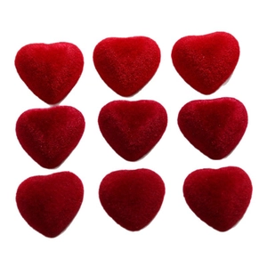 Set of nine red velvet heart-shaped resin charms for DIY jewelry and phone case crafts
