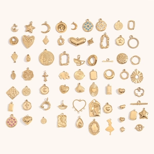 Pendentifs en acier inoxydable doré 14K avec zircons aux formes variées et uniques