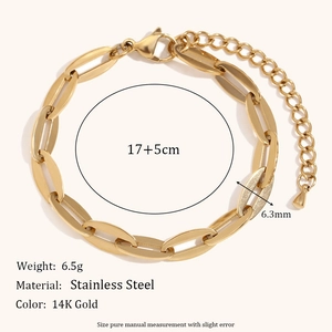 Detail of 14K gold-plated stainless steel paperclip chain with lobster clasp measurements