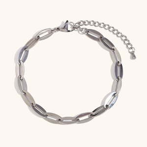 Minimalist stainless steel 14K gold plated mariner link anklet with adjustable chain