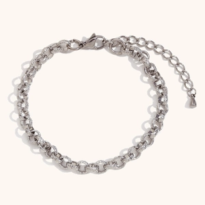 Pulsera de cadena de acero inoxidable chapada en oro de 14K con diseño de espiga