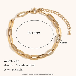 Professional 14K gold plated stainless steel lip chain anklet with size measurements