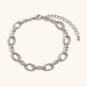 Pulsera minimalista de eslabones ovalados de plata con cierre de langosta y extensión