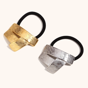 Vintage Origami Stainless Steel Geometric Hair Tie For Women 18K Gold Plated High Elastic Fashion Commuter Headwear