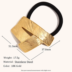 18K gold plated stainless steel hair tie featuring a geometric origami textured design