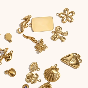 Pendentifs en acier inoxydable plaqué or 14K aux formes variées de mer et nature