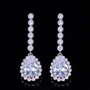 Luxurious Copper AAA Zirconia Teardrop Dangle Earrings For Women Elegant Pear Shaped Crystal Bridal Wedding Party Jewelry