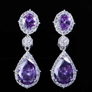 Boucles d'Oreilles Pendantes Goutte d'Eau en Cuivre et Zirconia de Luxe pour Femmes Bijoux Élégants pour Mariage