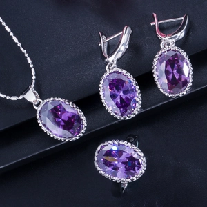 Luxurious Copper Zirconia Oval Pendant Necklace Earrings Ring For Women Elegant Wedding Party Accessories Jewelry Collection