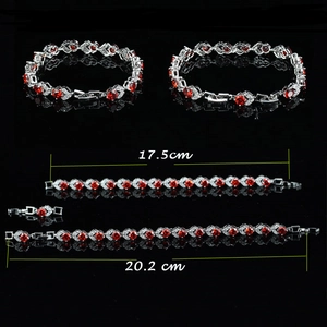 Pulsera de plata con cristales rojos y circonita AAA en largos de 17,5cm y 20,2cm