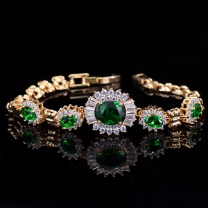 Luxus Vergoldetes Kupfer Armband Für Damen Ovale Zirkonia Blumen Cluster Vintage Stil Königlicher Bankett Schmuck