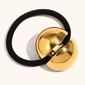 Minimalist Stainless Steel Eggshell Metal Ornament Hair Tie High Elasticity Mirror Finish Geometric Hair Band For Women