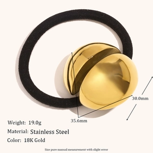 Minimalist 18K gold plated stainless steel geometric hair tie with polished spheres