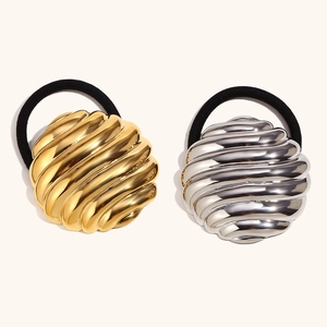Minimalist Stainless Steel Spiral Wave Hair Ties For Women Gold Silver Plated Elastic Hair Bands Fashion Hair Accessories